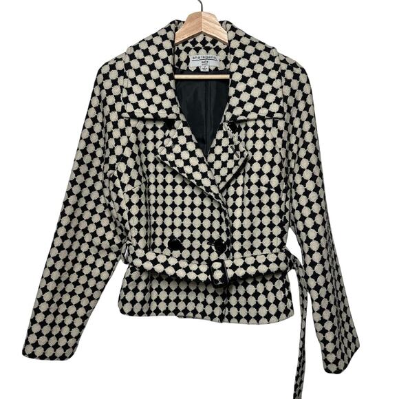 Sharagano Wool Blend Belted Peacoat Jacket Size 12 Structured Office Old Money - Picture 1 of 12